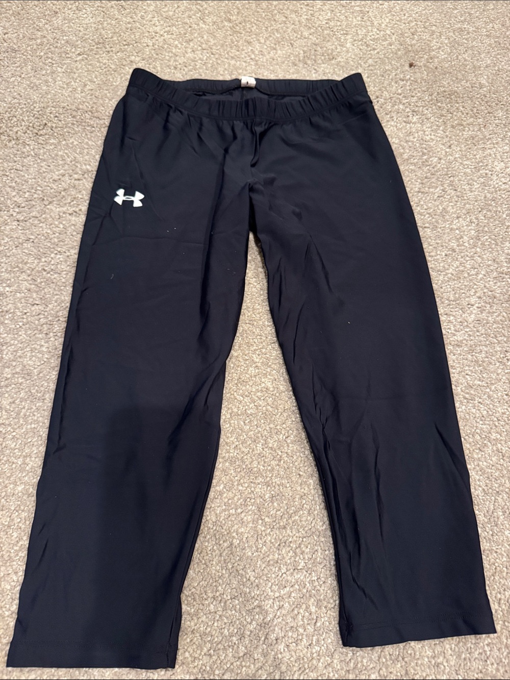 Under Armour Black Capri Workout Pants with White Logo